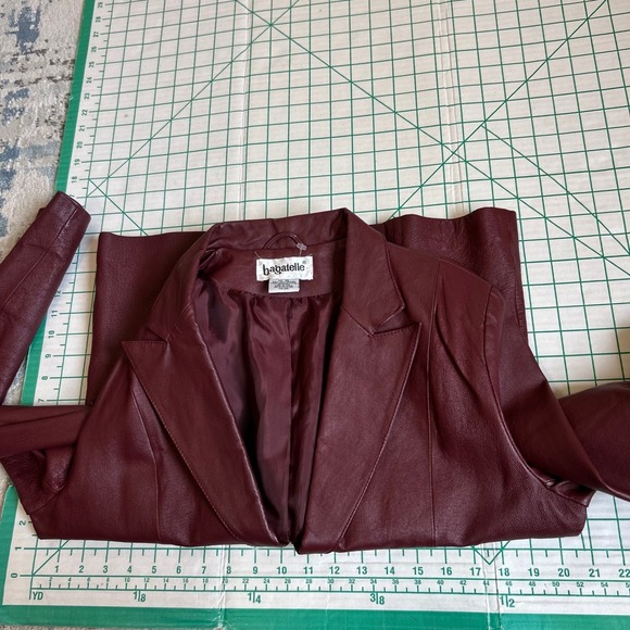 Bagatelle Vintage Size 10 Red Burgundy Leather Blazer Jacket Wine Monica Goth - Picture 4 of 12